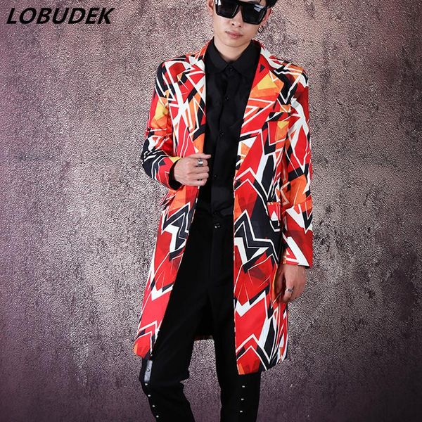 punk male singer dancer fashion colored graffiti blazer geometric pattern long coat streetwear hip hop blazers bar stage costume, White;black
punk male singer dancer fashion colored graffiti blazer geometric pattern long coat streetwear hip hop blazers bar stage costume, White;black