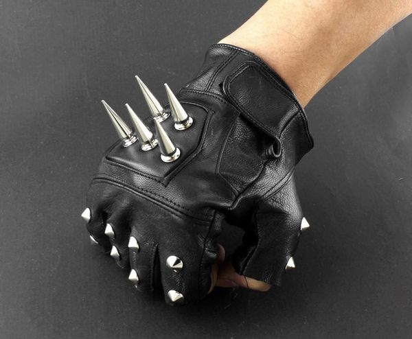 mens leather spike stud punk rocker driving motorcycle biker fingerless gloves, Blue;gray
mens leather spike stud punk rocker driving motorcycle biker fingerless gloves, Blue;gray