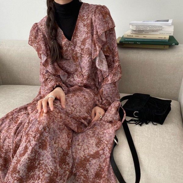 casual dresses women 2021 spring summer ruffled long chiffon dress sleeve korean super fairy loose plus size v neck maxi, Black;gray
casual dresses women 2021 spring summer ruffled long chiffon dress sleeve korean super fairy loose plus size v neck maxi, Black;gray