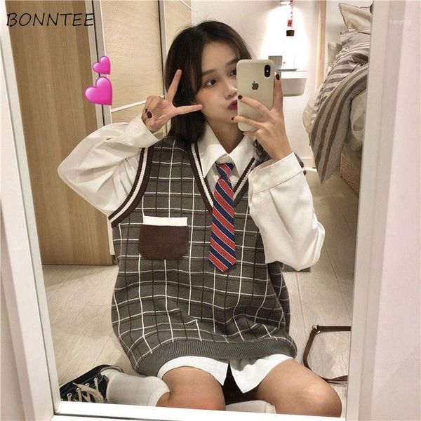 sweater vest women fresh preppy chic plaid v-neck lovely pocket design ladies sleeveless sweaters popular ulzzang femme clothing1, Black;white
sweater vest women fresh preppy chic plaid v-neck lovely pocket design ladies sleeveless sweaters popular ulzzang femme clothing1, Black;white