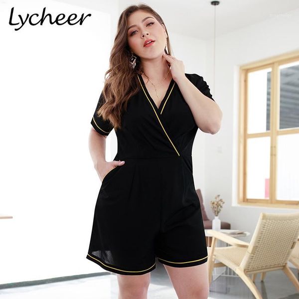 lycheer plus size women playsuit short sleeve casual streetwear female jumpsuit romper summer becah big size ladies overall1, Black;white
lycheer plus size women playsuit short sleeve casual streetwear female jumpsuit romper summer becah big size ladies overall1, Black;white