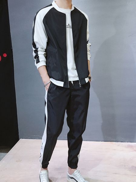 2020 autumn casual suit men's youth two-piece set tracksuit men set 9289 1004, Gray
