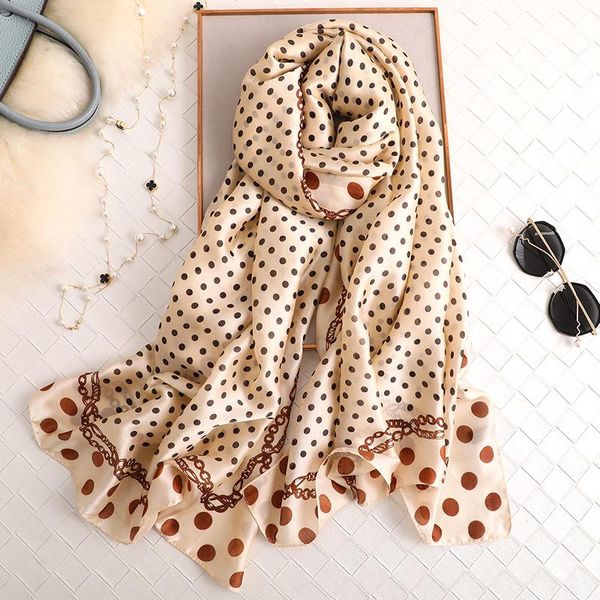 fashion dot print silk scarf women brand designer chain shawl wrap lady large long foulard bandana lady winter scarves, Blue;gray
fashion dot print silk scarf women brand designer chain shawl wrap lady large long foulard bandana lady winter scarves, Blue;gray