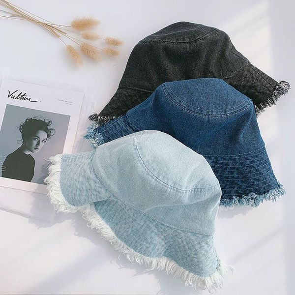 hat women's washed denim fisherman hat with raw edge fashion casual sunshade cap 2021 spring/summer new, Blue;gray
hat women's washed denim fisherman hat with raw edge fashion casual sunshade cap 2021 spring/summer new, Blue;gray