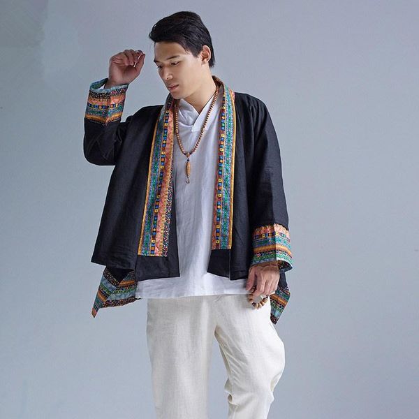 men's jackets spring linen kimono men ethnic cotton irregular embroidery chinese cardigan jacket 052002, Black;brown
men's jackets spring linen kimono men ethnic cotton irregular embroidery chinese cardigan jacket 052002, Black;brown