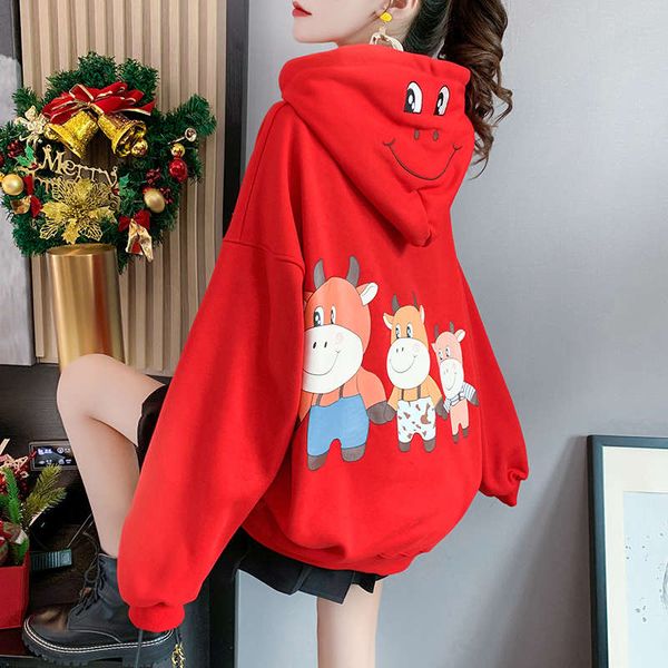 women's loose korean version of red life year sweater with cashmere thickened foreign style age reduction 2020 new autumn and winter, Black
women's loose korean version of red life year sweater with cashmere thickened foreign style age reduction 2020 new autumn and winter, Black