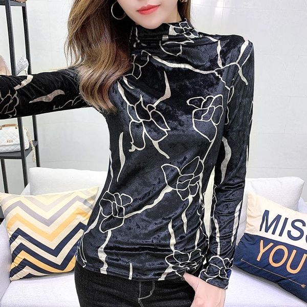 floral print velvet soft turtleneck pullovers bottoming shirt autumn winter women's long sleeve t-shirt plus size tee shirt, White
floral print velvet soft turtleneck pullovers bottoming shirt autumn winter women's long sleeve t-shirt plus size tee shirt, White
