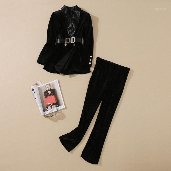 2020 autumn new style velvet long-sleeved suit jacket belt slim temperament nine-point pants women's two-piece, White
2020 autumn new style velvet long-sleeved suit jacket belt slim temperament nine-point pants women's two-piece, White