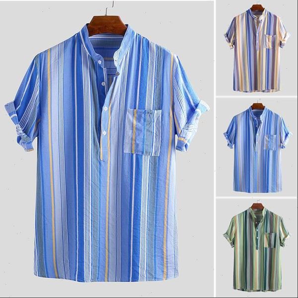 2021 men shirts multicolor striped button short sleeve stand collar men brand shirt breathable streetwear new camisa masculina, White;black
2021 men shirts multicolor striped button short sleeve stand collar men brand shirt breathable streetwear new camisa masculina, White;black