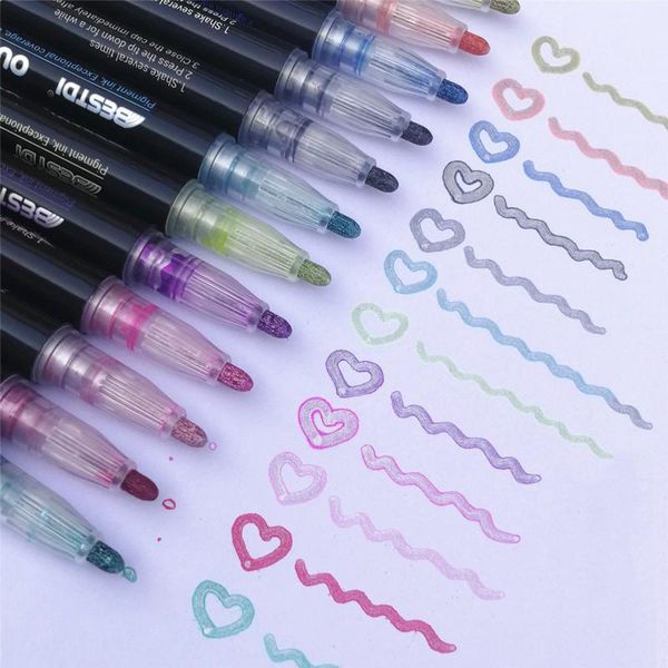 12 pcs set outline paint marker pen double line magic shimmer paint pens metal marker glitter for drawing painting doodling, Black;red
12 pcs set outline paint marker pen double line magic shimmer paint pens metal marker glitter for drawing painting doodling, Black;red