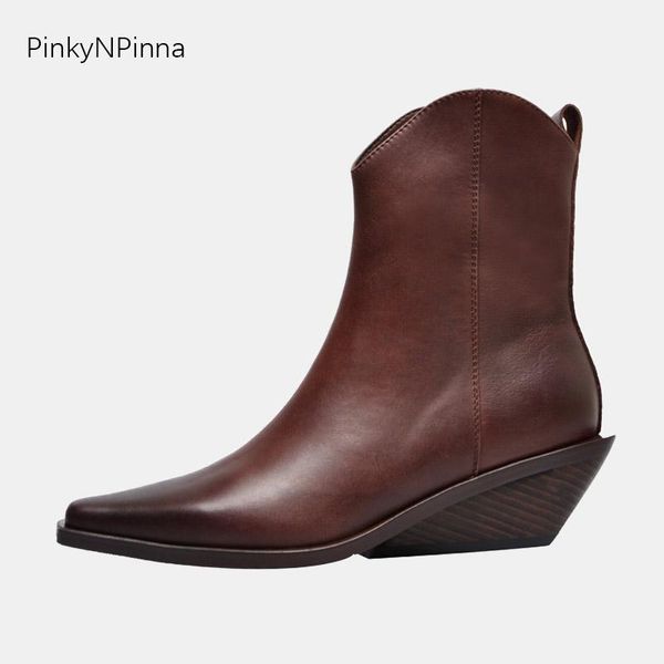 women vintage cowhide short ankle boots western style riding horsing cowboy booties classic soft leather sheepskin, Black
women vintage cowhide short ankle boots western style riding horsing cowboy booties classic soft leather sheepskin, Black