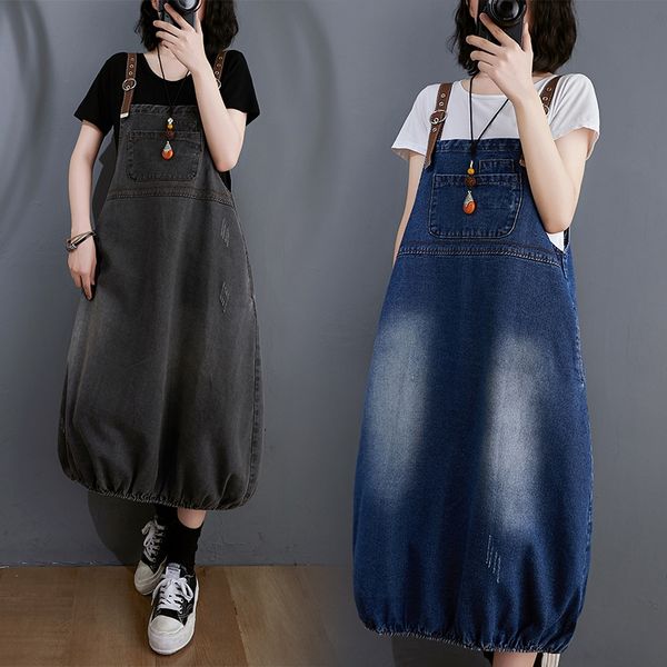 big size 2020 autumn new casual large women's style autumn women's and loose personality denim belt skirt women 3b5ji, Black;gray 
big size 2020 autumn new casual large women's style autumn women's and loose personality denim belt skirt women 3b5ji, Black;gray