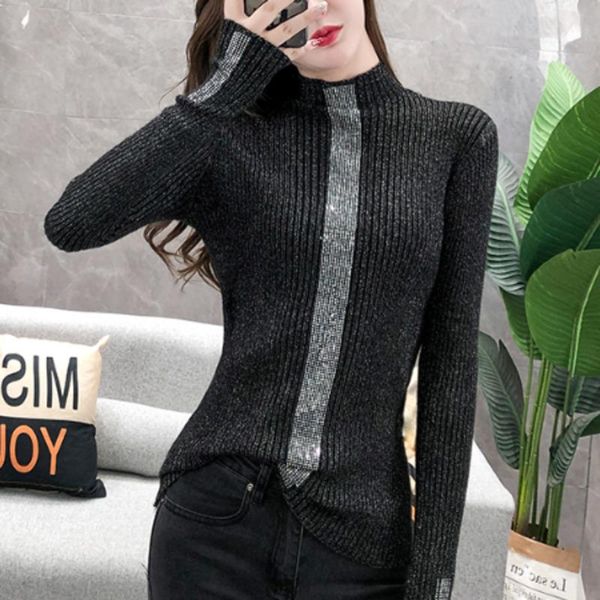 women's sweaters shiny women and pullovers high neck knitwear basic sweater tight casual slim knitted ladies black green blue, White;black
women's sweaters shiny women and pullovers high neck knitwear basic sweater tight casual slim knitted ladies black green blue, White;black