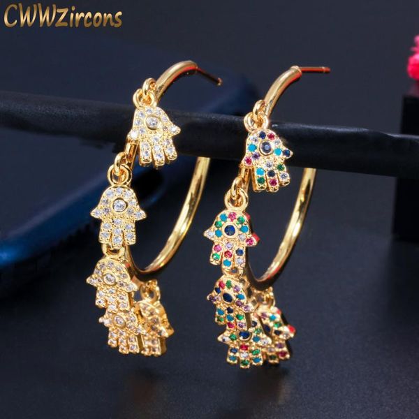 hoop & huggie cwwzircons multicolor turkish cubic zirconia crystal lucky fatima hamsa hand charms round earrings for women jewelry cz826, Golden;silver
hoop & huggie cwwzircons multicolor turkish cubic zirconia crystal lucky fatima hamsa hand charms round earrings for women jewelry cz826, Golden;silver