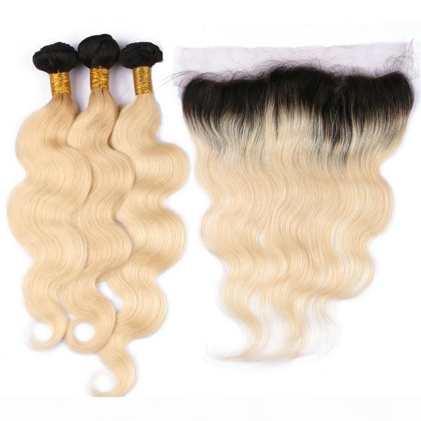 peruvian body wave ombre human hair wefts with lace frontal 2tone 1b 613 blonde ombre full frontal 13x4 lace closure with 3bundles, Black;brown 
peruvian body wave ombre human hair wefts with lace frontal 2tone 1b 613 blonde ombre full frontal 13x4 lace closure with 3bundles, Black;brown