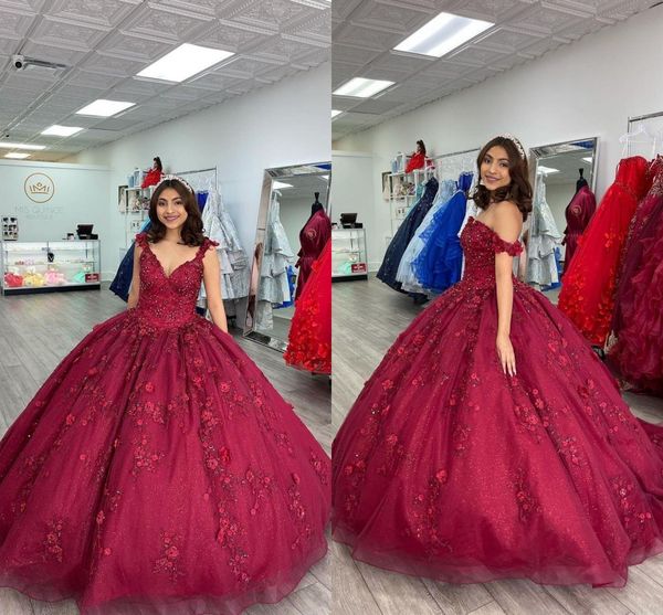 2022 modest glitter tulle burgundy quinceanera dresses flowers crystal floral applique off shoulders puffy prom sweet 15 girls dress party, Blue;red
2022 modest glitter tulle burgundy quinceanera dresses flowers crystal floral applique off shoulders puffy prom sweet 15 girls dress party, Blue;red