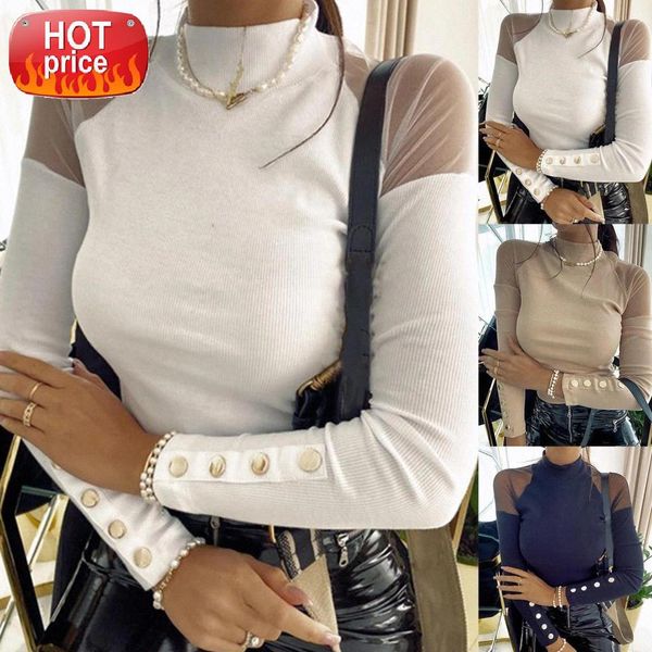 Women Blouse Turtle Neck See Through Mesh Patchwork Polyester Long Sleeve Buttons Pullover Blouse Street wear ropa de mujer 2021 #eH7G, White
Women Blouse Turtle Neck See Through Mesh Patchwork Polyester Long Sleeve Buttons Pullover Blouse Street wear ropa de mujer 2021 #eH7G, White