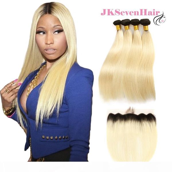 straight virgin brazilian 1b blonde human hair extensions 4 bundles with lace frontal two tone 613 russian european remy hair weaves, Black
straight virgin brazilian 1b blonde human hair extensions 4 bundles with lace frontal two tone 613 russian european remy hair weaves, Black
