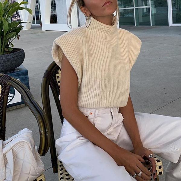 women ribbed knitted sleeveless vest turtleneck high neck simple solid color sweater loose stretch pullover tank, Black;white
women ribbed knitted sleeveless vest turtleneck high neck simple solid color sweater loose stretch pullover tank, Black;white