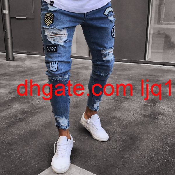 small foot badge jeans men's fashion knee hole zipper small foot hole new jeans pants, Blue
small foot badge jeans men's fashion knee hole zipper small foot hole new jeans pants, Blue