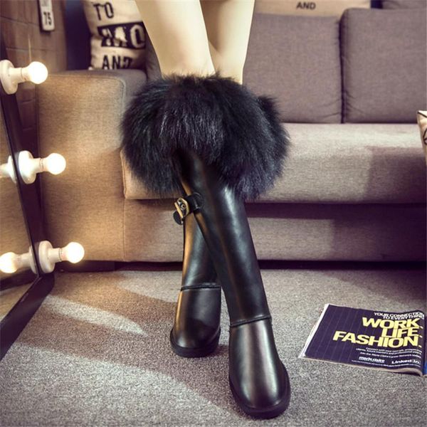 winter black cowhide high boots female real fur side buckle snow boots women plus velvet thick warm non-slip cotton shoes
winter black cowhide high boots female real fur side buckle snow boots women plus velvet thick warm non-slip cotton shoes