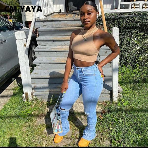 cm.yaya women stacked hole draped jeans classic active workout zipper flare ruched denim pants 2021 new spring summer, Blue
cm.yaya women stacked hole draped jeans classic active workout zipper flare ruched denim pants 2021 new spring summer, Blue