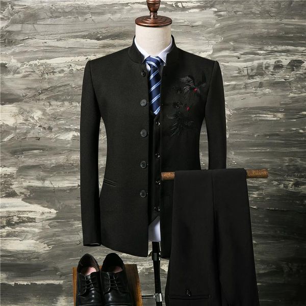 men's suits & blazers classic red men suit coat with vest and pants fashion chinese retro style wedding groom size 4xl stand collar, White;black
men's suits & blazers classic red men suit coat with vest and pants fashion chinese retro style wedding groom size 4xl stand collar, White;black