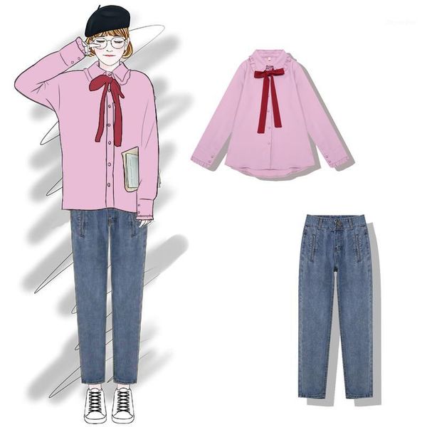2019 new fashion women's two piece set spring leaf long sleeve shirt + loose thin pants set1, White
2019 new fashion women's two piece set spring leaf long sleeve shirt + loose thin pants set1, White