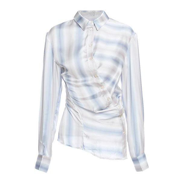 women's blouses & shirts 2021 fashion spring summer women blue striped split irregular blouse lapel long sleeve loose fit shirt, White
women's blouses & shirts 2021 fashion spring summer women blue striped split irregular blouse lapel long sleeve loose fit shirt, White