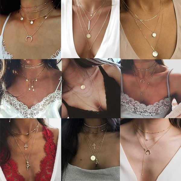 2020 fashion bohemian multilayer necklace moon star coin crystal pendant necklace for women geometric neck jewelry, Golden;silver
2020 fashion bohemian multilayer necklace moon star coin crystal pendant necklace for women geometric neck jewelry, Golden;silver