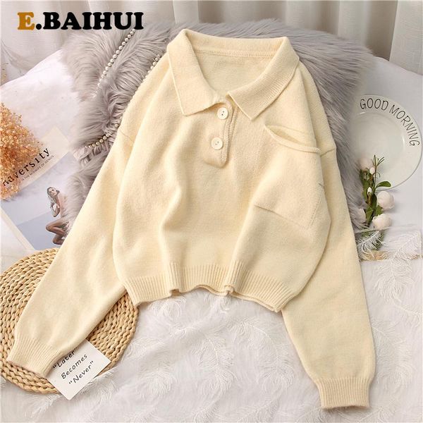 ebaihui 2021 autumn new pullover sweater women loose turn down collar outerwear soft solid short knit sweaters top, White;black
ebaihui 2021 autumn new pullover sweater women loose turn down collar outerwear soft solid short knit sweaters top, White;black