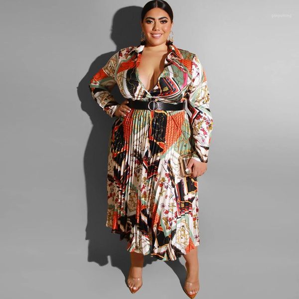 plus size fall fashion print midi women dress belt pleated vestidos turn down collar elegant party dresses female robe 20201, Black;gray
plus size fall fashion print midi women dress belt pleated vestidos turn down collar elegant party dresses female robe 20201, Black;gray