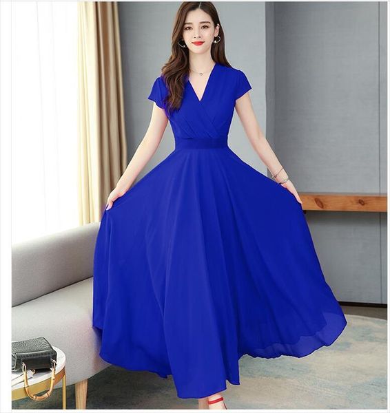 2020 new selling womens long chiffon blue dresses girls casual fashion summer holiday beach elegant v neck big size l m201, Black;gray
2020 new selling womens long chiffon blue dresses girls casual fashion summer holiday beach elegant v neck big size l m201, Black;gray
