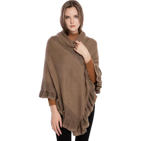 lady's solid scarf in winter high collar thickening poncho autumn women's red black flounces warm shawl, Blue;gray
lady's solid scarf in winter high collar thickening poncho autumn women's red black flounces warm shawl, Blue;gray
