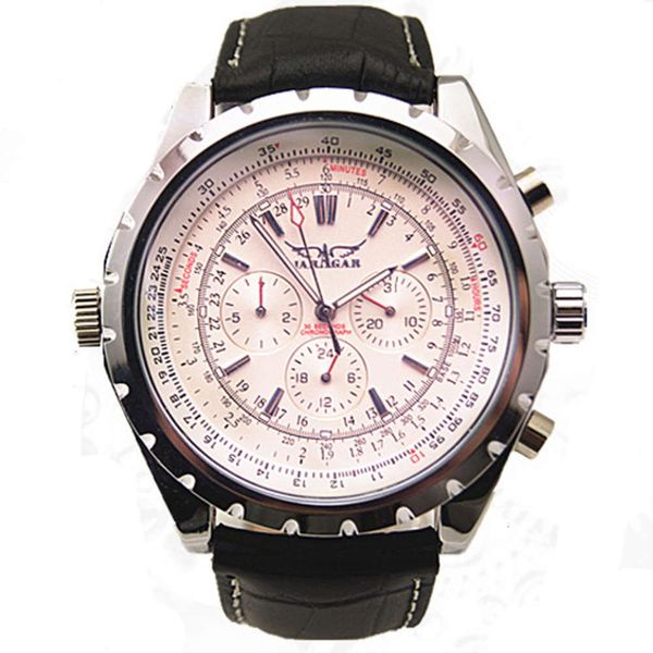 men's business automatic mechanical watch jaragar blue light glass belt flywheel mechanical watch a212, Slivery;brown