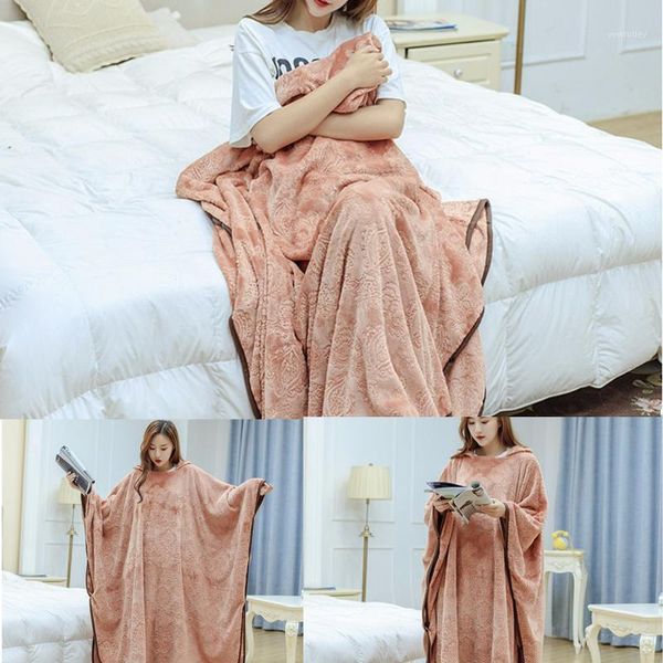blankets multi-functional flannel blanket with sleeves solid color can be worn hood warm in autumn and winter pink brown1
blankets multi-functional flannel blanket with sleeves solid color can be worn hood warm in autumn and winter pink brown1