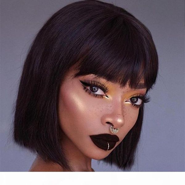 short bob lace front human hair wigs with bangs brazilian straight bob lace front wigs pre plucked for black women 13x6 wigs, Black;brown
short bob lace front human hair wigs with bangs brazilian straight bob lace front wigs pre plucked for black women 13x6 wigs, Black;brown