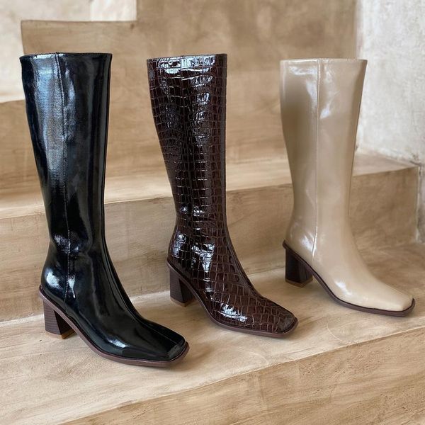 boots winter mid-calf genuine leather women knight motorcycle square head warm cowhide western snow, Black
boots winter mid-calf genuine leather women knight motorcycle square head warm cowhide western snow, Black