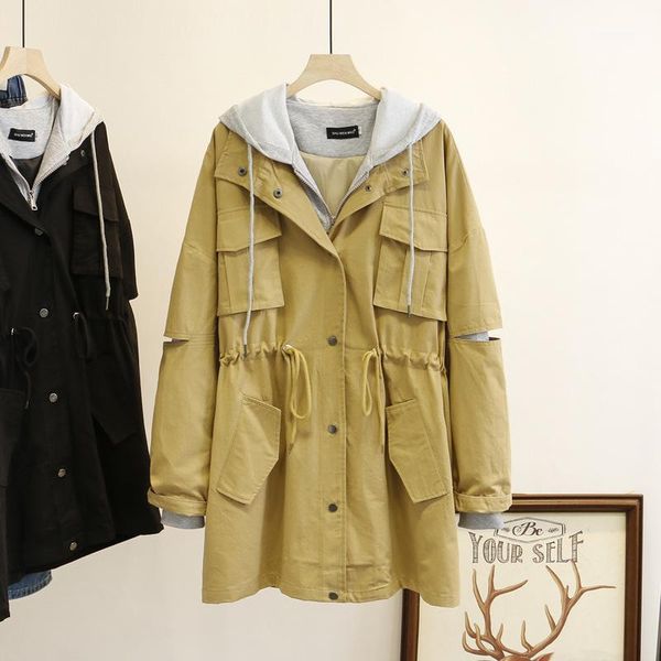 women's trench coats big yards han edition fat mm spring fashion fake two hooded windbreaker coat plus-size women's 76261, Tan;black
women's trench coats big yards han edition fat mm spring fashion fake two hooded windbreaker coat plus-size women's 76261, Tan;black