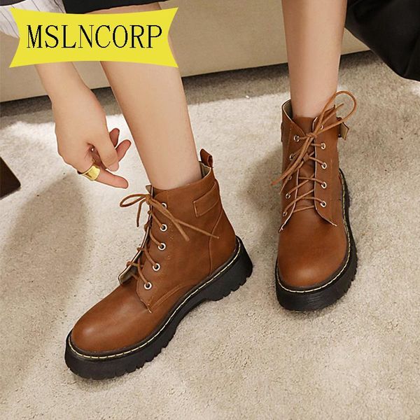 big size 35-42 new fashion european style ankle boots flats round toe black lace-up boots woman students platform leather shoes
big size 35-42 new fashion european style ankle boots flats round toe black lace-up boots woman students platform leather shoes