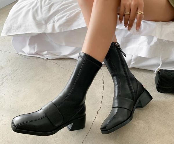 boots short mid-calf woman black brown thick heel square toe british style mid-tube leather drop
boots short mid-calf woman black brown thick heel square toe british style mid-tube leather drop
