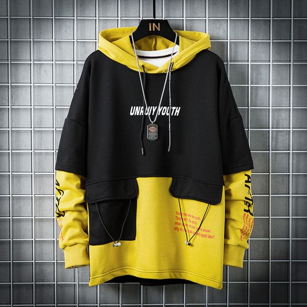 hoodies 2020 spring trendy handsome youth color loose long korean version men's sweatshirts hip hop yellow, Black
hoodies 2020 spring trendy handsome youth color loose long korean version men's sweatshirts hip hop yellow, Black