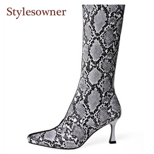 boots spring autumn thin heels long woman mixed color snake print patent leather pointed toe knee-high side zipper, Black
boots spring autumn thin heels long woman mixed color snake print patent leather pointed toe knee-high side zipper, Black