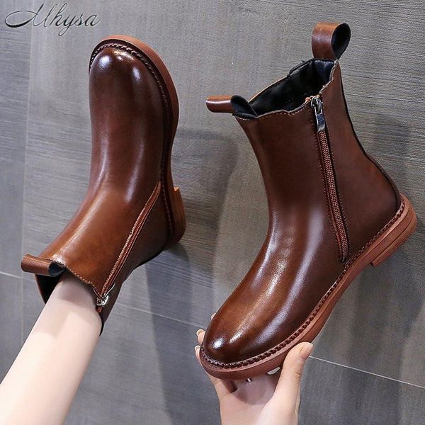 2020 autumn winter new women's british style retro flat martin boots women's round toe side zipper leather boots w473, Black
2020 autumn winter new women's british style retro flat martin boots women's round toe side zipper leather boots w473, Black