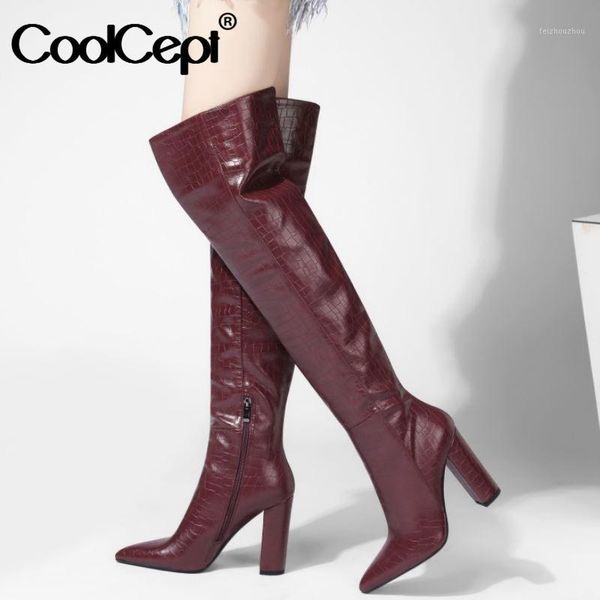 coolcept women over knee boots thick heel winter shoes woman warm long boot leather fashion woman footwear size 34-431, Black
coolcept women over knee boots thick heel winter shoes woman warm long boot leather fashion woman footwear size 34-431, Black