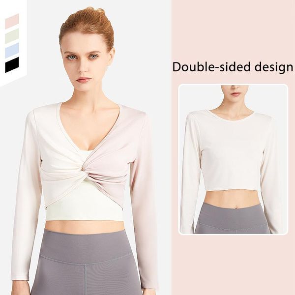 double-sided design women's long-sleeved nude belly button yoga t-shirt solid color quick-drying sports shirt sports top, White;red
double-sided design women's long-sleeved nude belly button yoga t-shirt solid color quick-drying sports shirt sports top, White;red