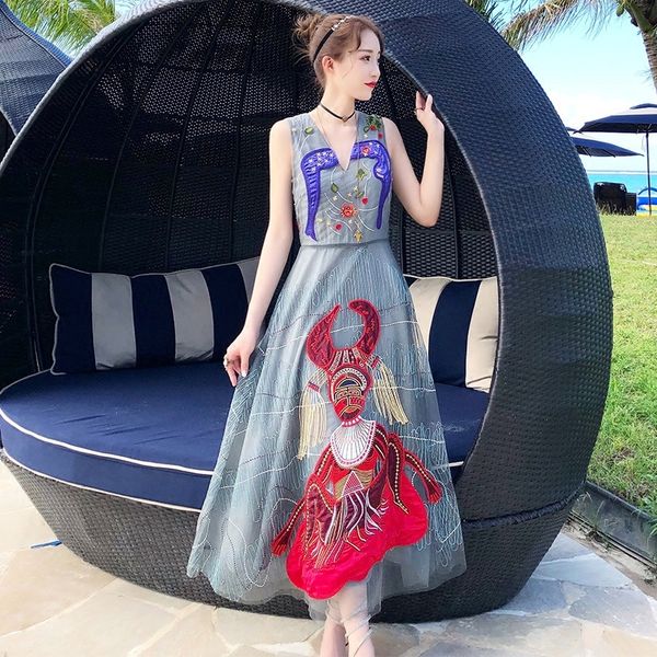 new luxury designer women embroidery maxi longo decorate in belt dressed runway boutique women's party infinity dress k1i8, Black;gray
new luxury designer women embroidery maxi longo decorate in belt dressed runway boutique women's party infinity dress k1i8, Black;gray