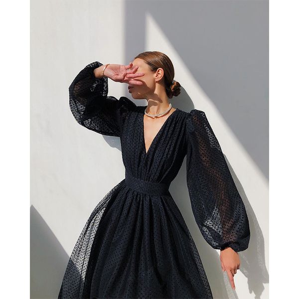 women elegant puff long sleeve dress female mesh sleeve deep v party dresses casual polka dot print bodycon dress vestidos y3mo, Black;gray
women elegant puff long sleeve dress female mesh sleeve deep v party dresses casual polka dot print bodycon dress vestidos y3mo, Black;gray