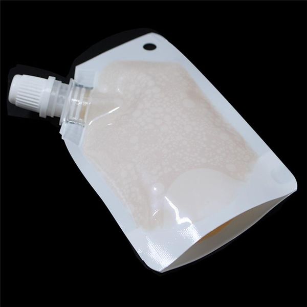 Wholesale 3 Design Plastic Pure Foil Spout Pouch Doypack Stand Up Beverage Jelly Wine Packing Packaging Bag White Silver Clear H Jllnld