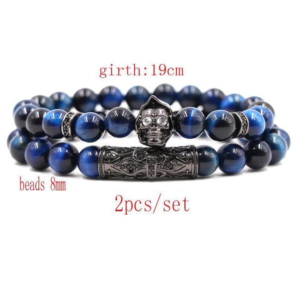 2 set personality skull natural blue tiger eye stone elastic beads bracelet couple micro inlaid zircon curved tub bangle bbyeps bdehome, Bronze;silver
2 set personality skull natural blue tiger eye stone elastic beads bracelet couple micro inlaid zircon curved tub bangle bbyeps bdehome, Bronze;silver